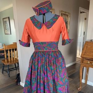 Handmade vintage inspired dress and hat